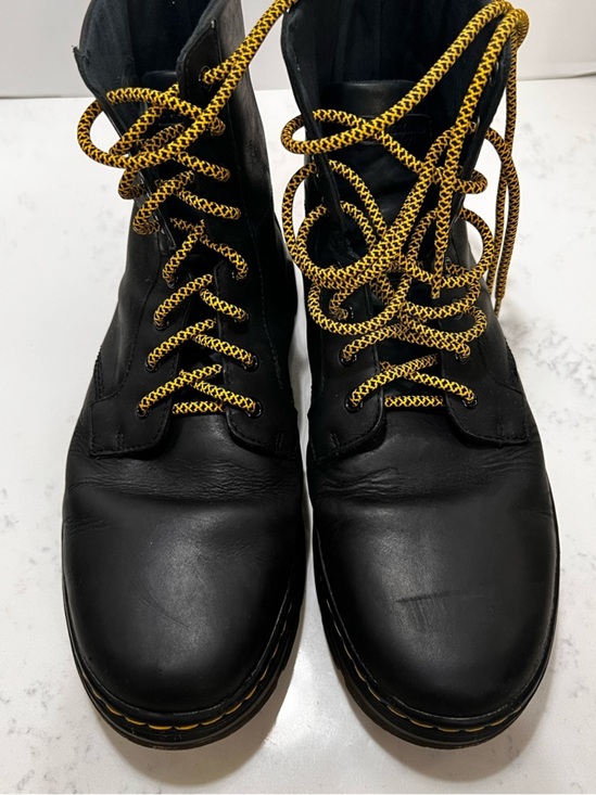 Dr. Martens Black Leather Lace-Up Boots with Yellow Accents main image 16